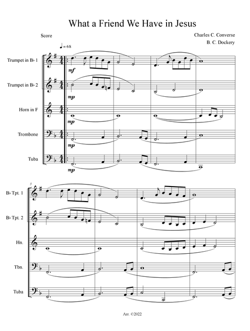 What a Friend We Have in Jesus (Brass Quintet) (Arr. B. C. Dockery) - Charles C Converse (Brass Ensemble)