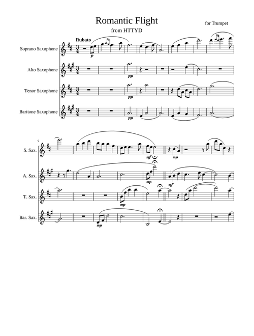 Romantic Flight – John Powell Romantic Flight – Sax Quartet