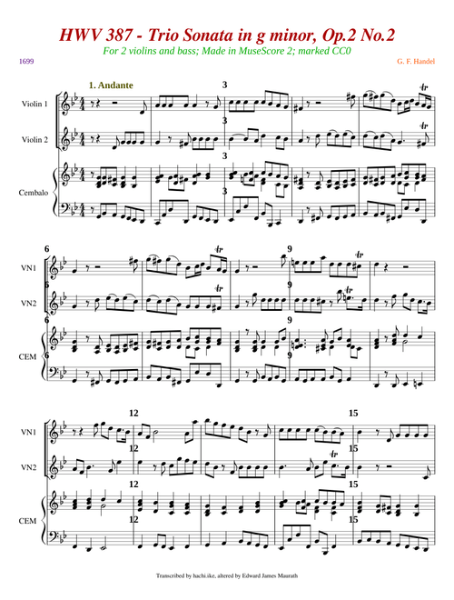 Trio Sonata in G minor, HWV 387 – Georg Friedrich Händel
