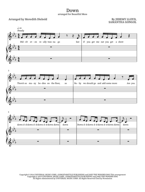 Diggy Down (Arr. Meredith Diebold) - Marian Hill/Inna (Choral, Mixed)