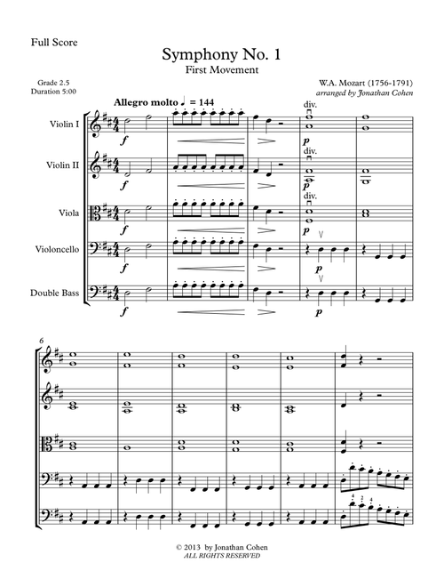 Mozart Symphony No. 1 K16 (Arr. Jonathan Cohen) - Wolfgang Amadeus Mozart (Orchestra)