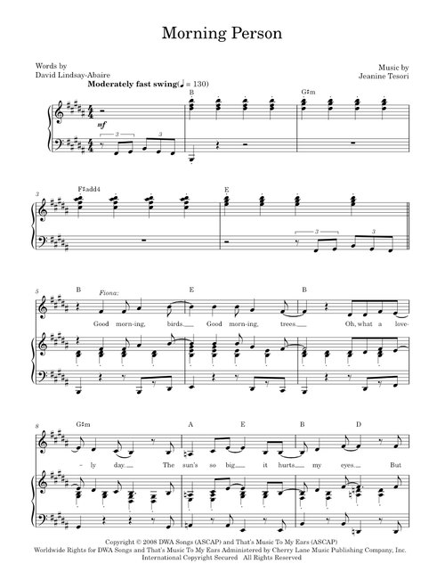 Morning Person - Shrek The Musical (Piano-Vocal-Guitar)