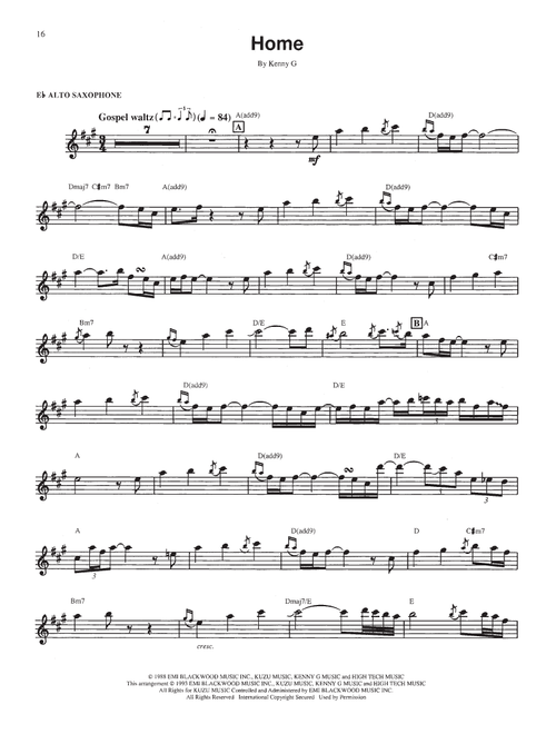 Home - Kenny G (Alto Sax Transcription)