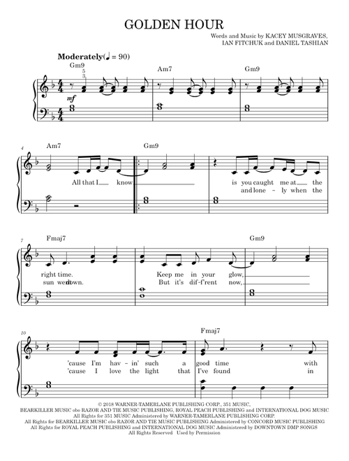 Golden hour - Kacey Musgraves (Easy Piano)