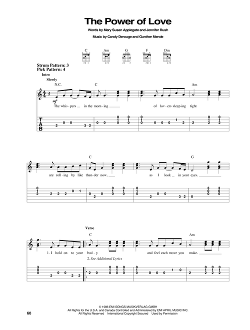 The Power Of Love - Celine Dion, Air Supply, Jennifer Rush (Easy Guitar with TAB)