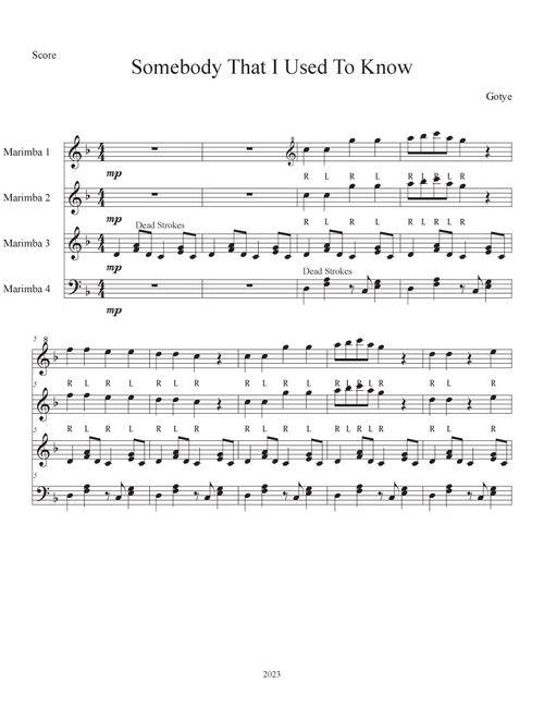 Somebody That I Used To Know (Arr. Michael Charles Smith) - Gotye Featuring Kimbra (Percussion Ensemble)