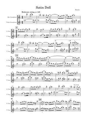 Satin Doll Sheet Music with Chords for Flute, Saxophone alto