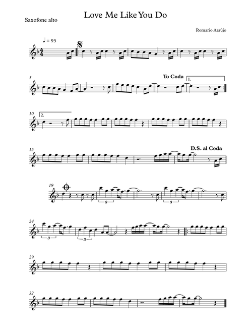 Love me Like You Do (Arr. RomÃ¡rio AraÃºjo) - Ellie Goulding (Alto Sax Solo)