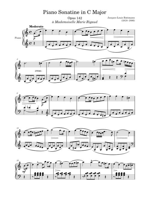 Piano Sonatine Opus 142 in C Major – Battmann