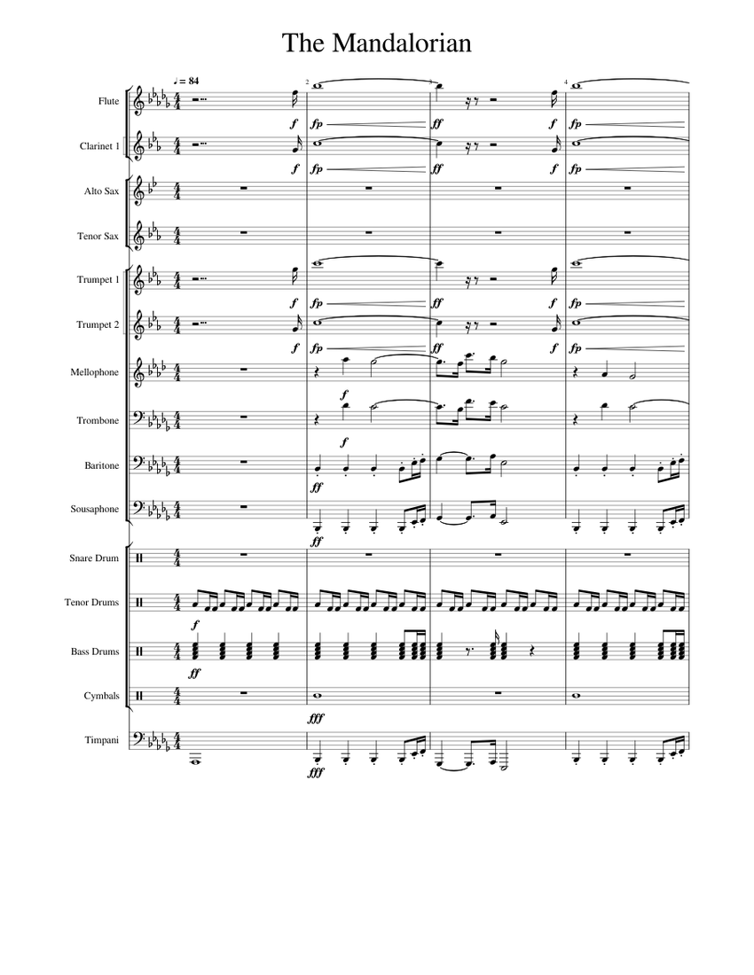 The_Mandalorian Sheet music for Trombone, Mellophone, Flute,