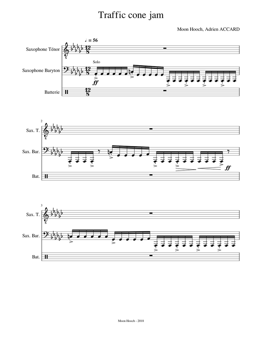 Traffic cone traffic jam Sheet music for Saxophone tenor, Saxophone