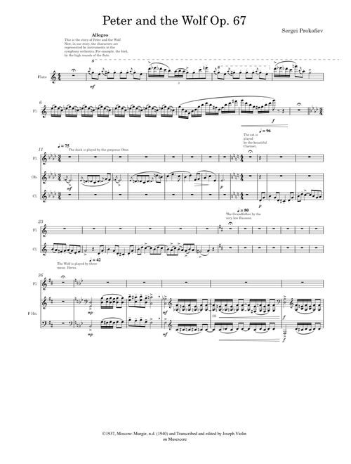 Peter and the Wolf, Op.67 – Sergei Prokofiev Peter and the Wolf Op.67 Edited
