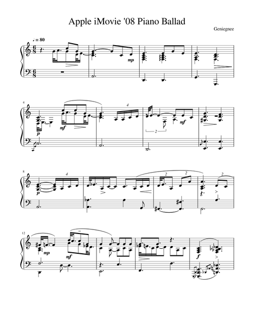 Apple iMovie Piano Ballad