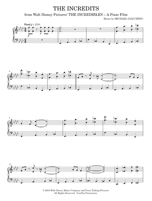 楽譜 Music from THE INCREDIBLES  M GIACCHINO The Incredibles (main Theme) (arr. Diego Marani) by Michael