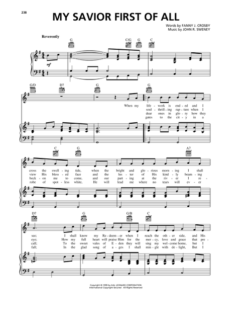 My Savior First Of All - Fanny J Crosby, John R Sweney (Piano-Vocal-Guitar)