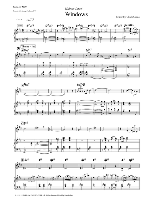 Windows (Arr. Popnroll 1976) - Chick Corea Elektric Band (Flute and Piano)