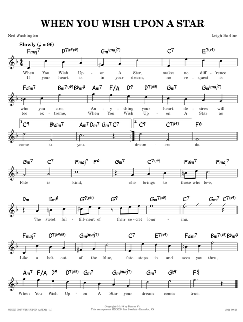 When You Wish Upon A Star  [lead sheet] - Harline,Washington
