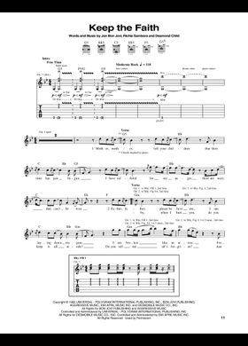 Free Keep The Faith by Bon Jovi sheet music | Download PDF or
