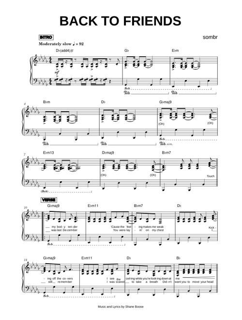 Back to friends - sombr (Piano Solo)