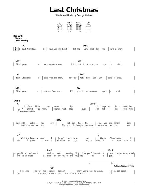Last Christmas - Wham! (Guitar Lead Sheet)