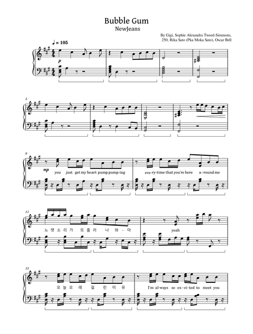 Bubble Gum (Arr. poon) - Newjeans (Piano Solo)