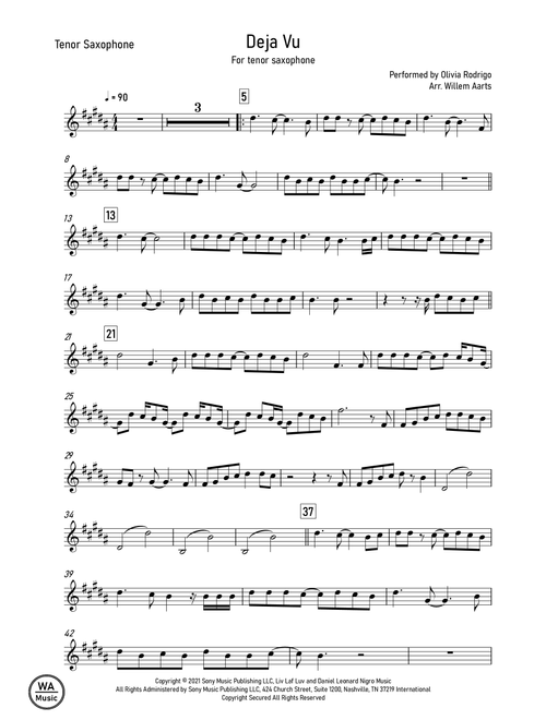 Deja Vu (Arr. Willem Aarts) - Olivia Rodrigo (Tenor Sax Solo)