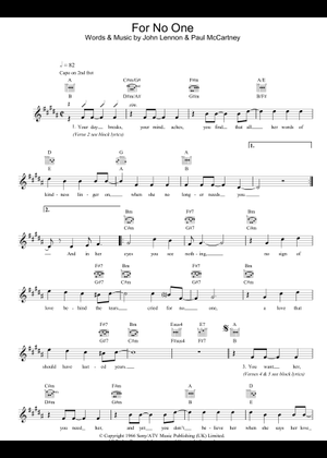 Play Official version of For no one Sheet Music by The Beatles for ...