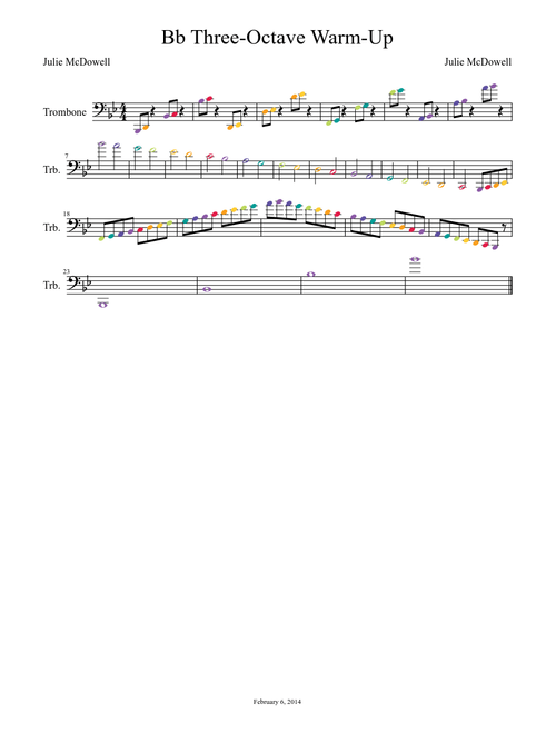Bb Scale (Three Octave) Warm-Up: Trombone