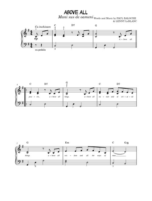 Above all – Paul Baloche sheet music arranged by user308741676