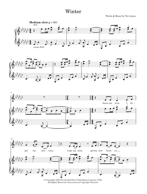 Winter - Tori Amos (Piano-Vocal-Guitar (Piano Accompaniment))