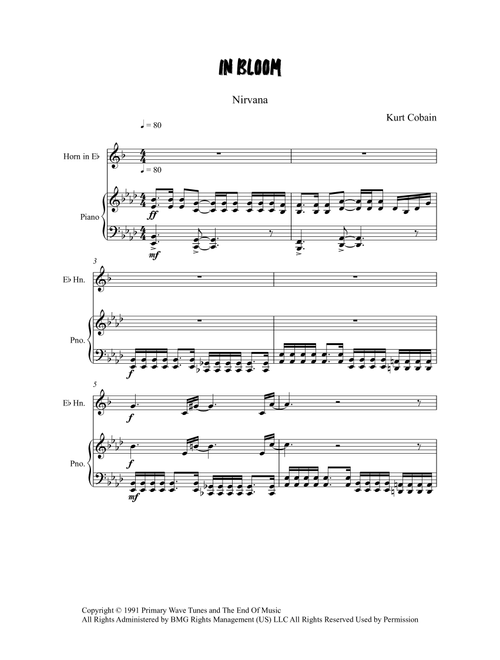 In Bloom (Arr. Grant Golding) - Nirvana (Instrumental Solo (with Piano Accompaniment))