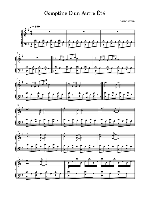 Comptine d'un autre été – Yann Tiersen