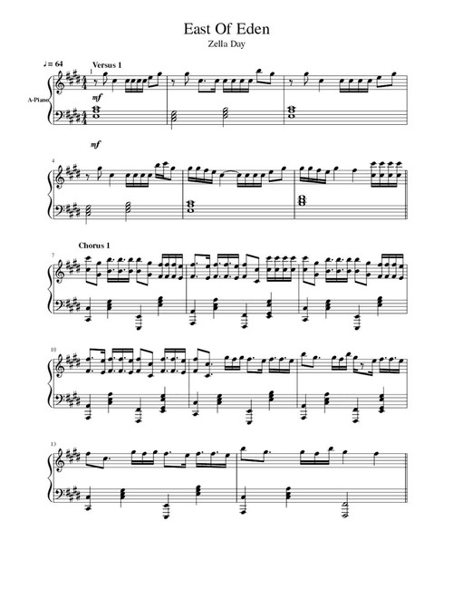 East Of Eden (Arr. Zella Day) (Piano Solo)