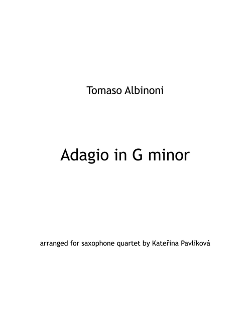 Adagio In G Minor (Arr. Kateřina Pavlíková) - Tomaso Albinoni (Woodwind Ensemble)
