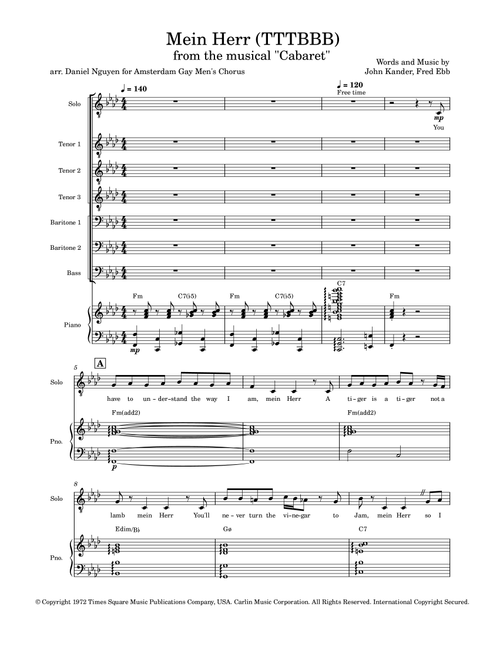 Mein Herr (Arr. Daniel Nguyen) - John Kander, Fred Ebb (Choral, TTBB)
