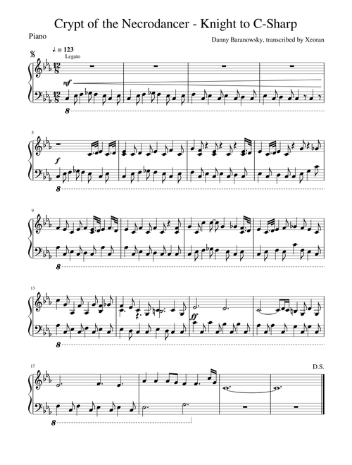 Crypt of the Necrodancer - Knight to C Sharp (Deep Blues Theme) (Piano)
