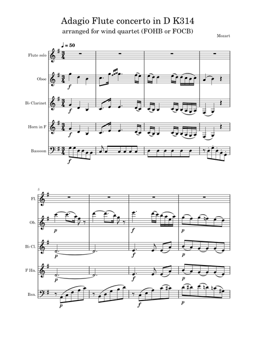 Adagio from Flute Concerto in D major, K.314 – Wolfgang Amadeus Mozart