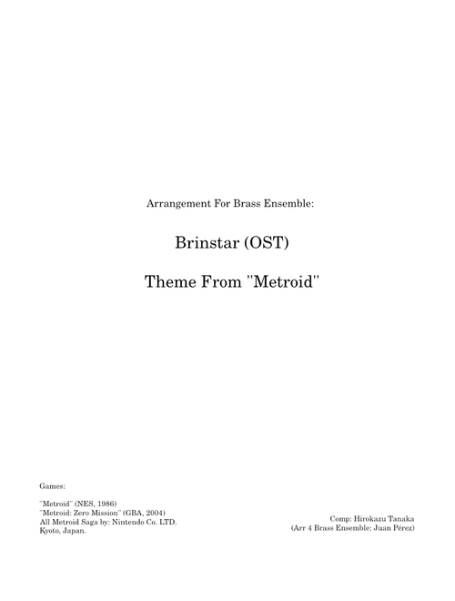 Metroid's Brinstar Theme for Brass Ensemble