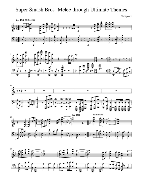 Super Smash Bros Series Themes Medley- Piano Solo