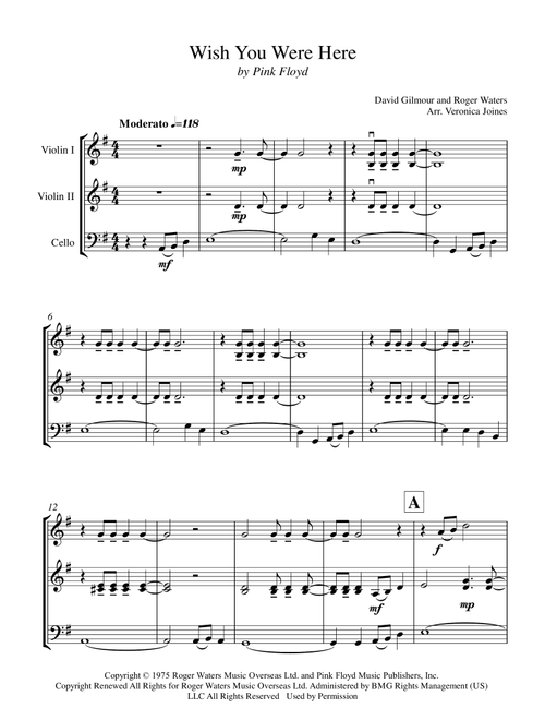 Wish You Were Here (Arr. Veronica Joines) - Pink Floyd (String Ensemble)