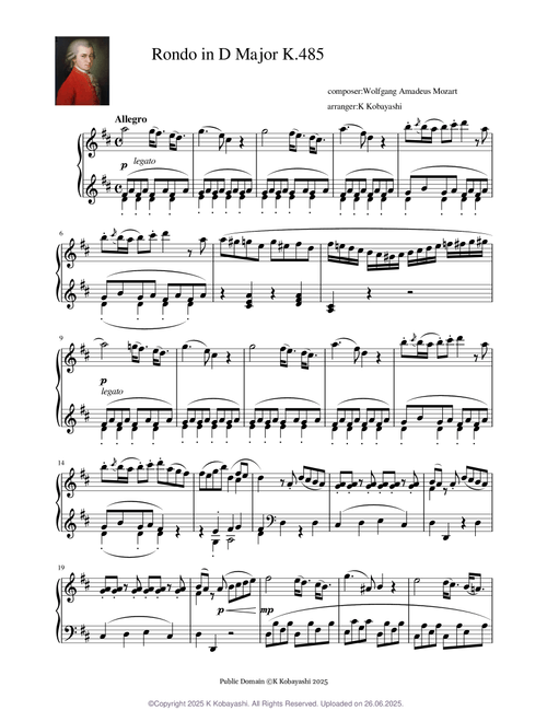 Rondo in D major K.485 - Wolfgang Amadeus Mozart