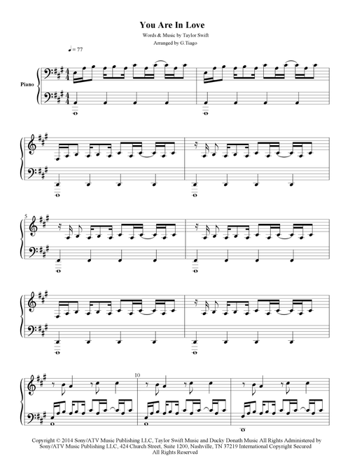 You Are In Love (Arr. Gonçalo Tiago) - Taylor Swift (Piano Solo)