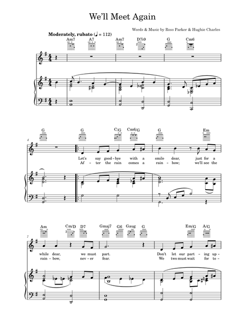 We'll Meet Again - Katherine Jenkins (Piano-Vocal-Guitar (Piano Accompaniment))