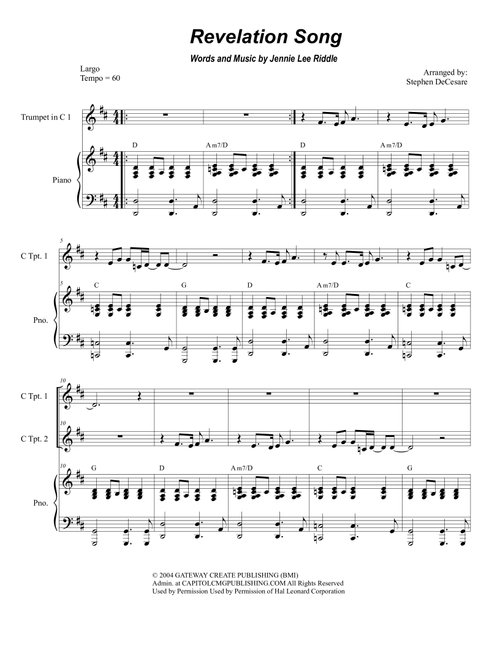 Revelation Song (Arr. Stephen DeCesare) - Jennie Lee Riddle (Instrumental Duet and Piano)