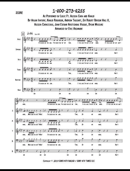1-800-273-8255 W/juanes (Arr. Eric Hagmann) - Logic Ft Alessia Cara And Khalid (Choral, SATB divisi)