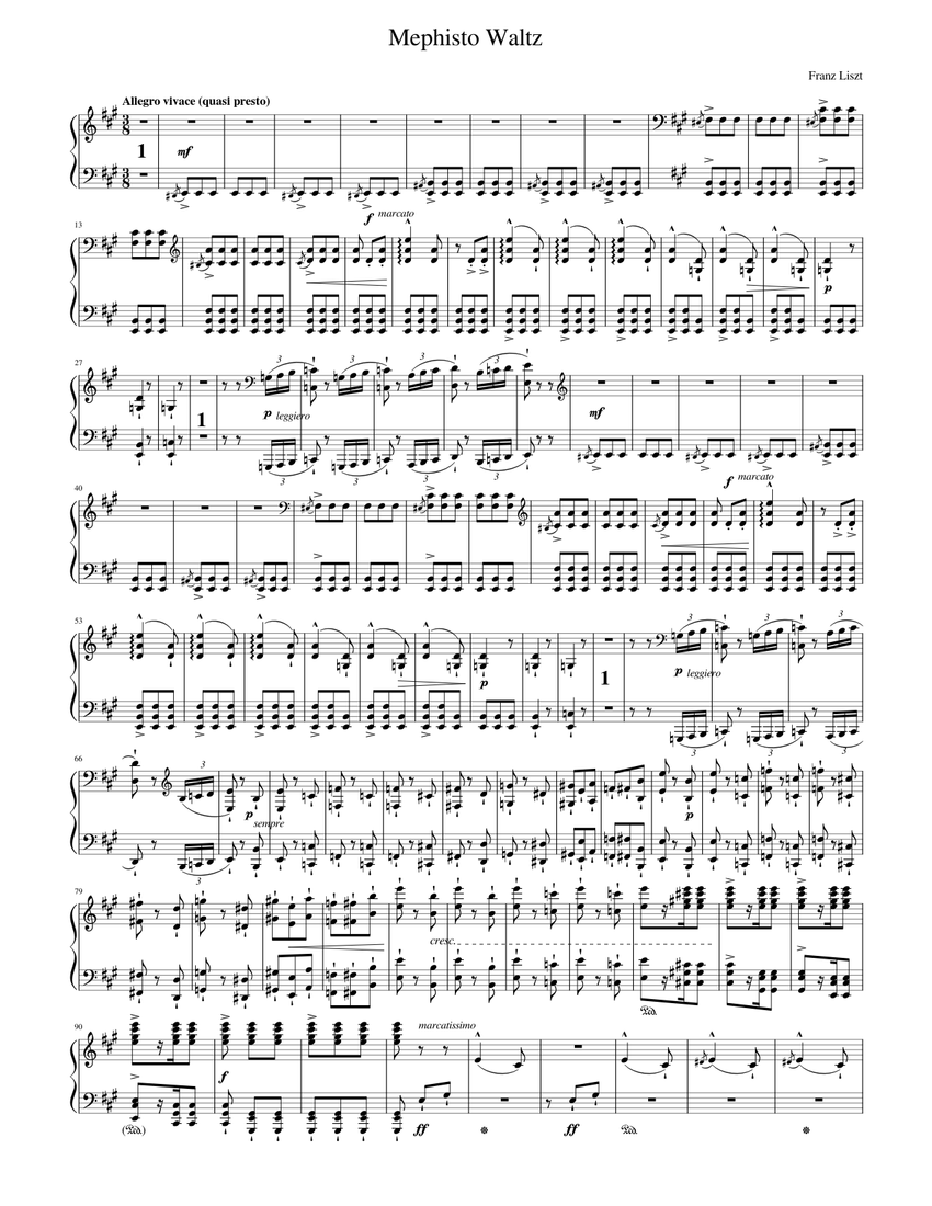 Mephisto Waltz No. 1 Sheet Music for Piano (Solo