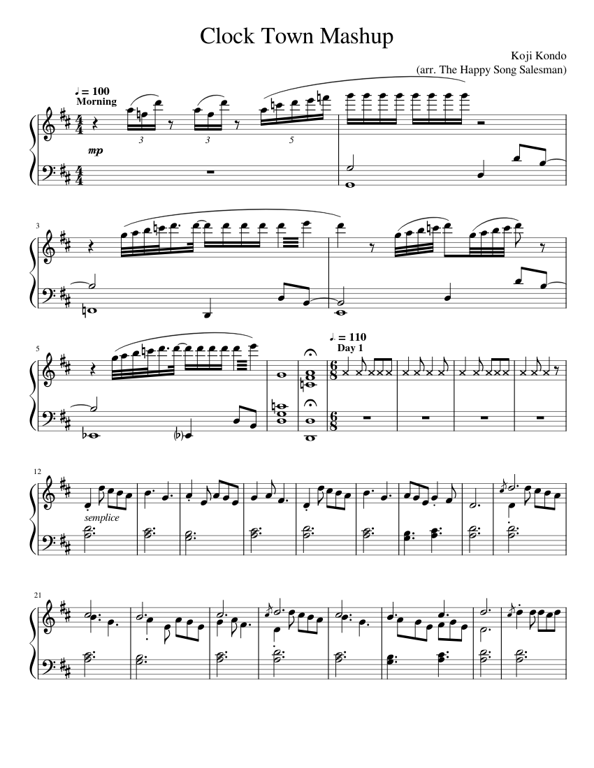 Clock Town Mashup Sheet music for Piano (Solo) | Musescore.com