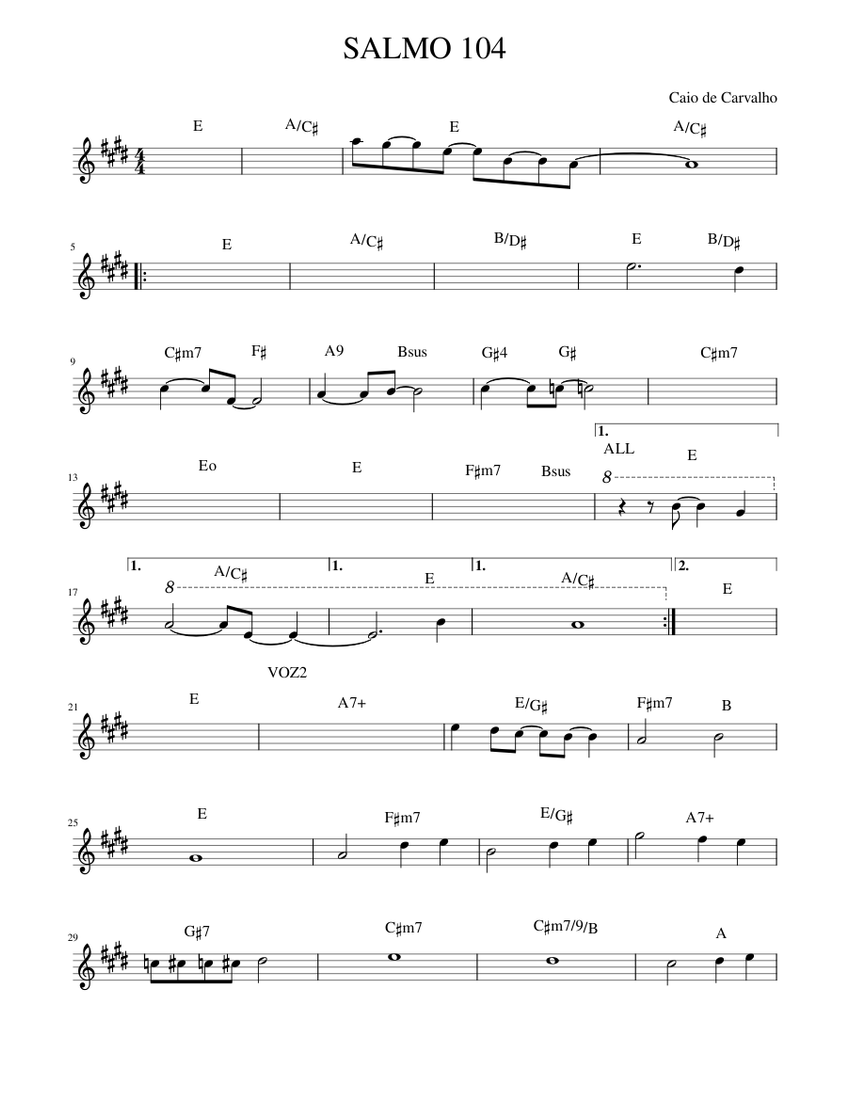 SALMO 104 Sheet Music with Chords for Piano (Solo) easy | MuseScore.com