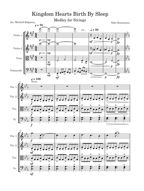 Kingdom Hearts: Birth by Sleep Medley for String Quartet