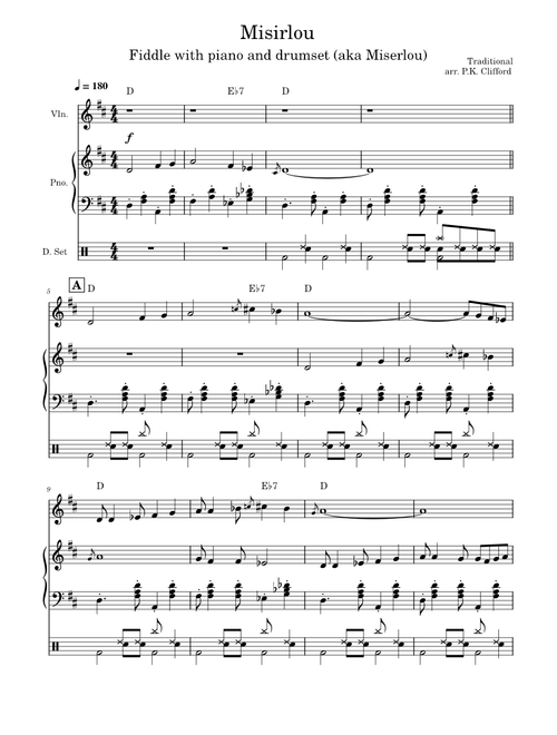 Misirlou for violin (or other treble instrument) & piano